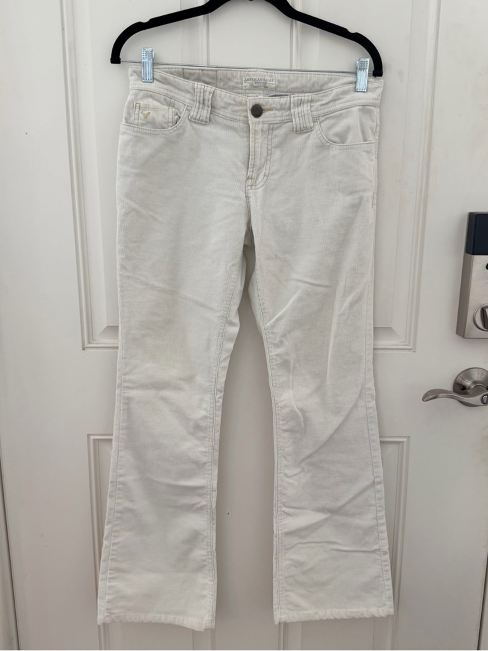 American Eagle Y2K Pants 4 | Low Rise Cream Corduroy Flare